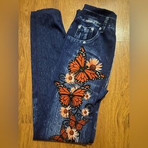 Butterfly Embellished Blue leggings